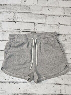 H&M Gray Sweat Shorts Size Medium Drawstring Lounge Athletic Shorts